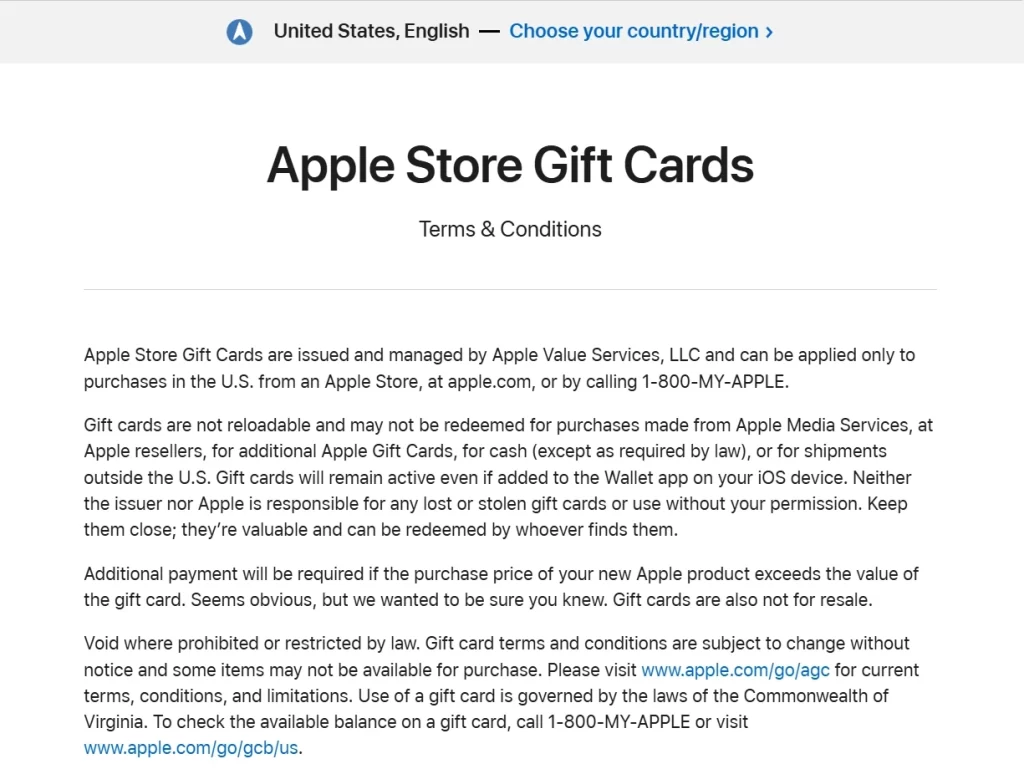 Apple’s official page shows that users can check gift card balance through the provided balance-check option.