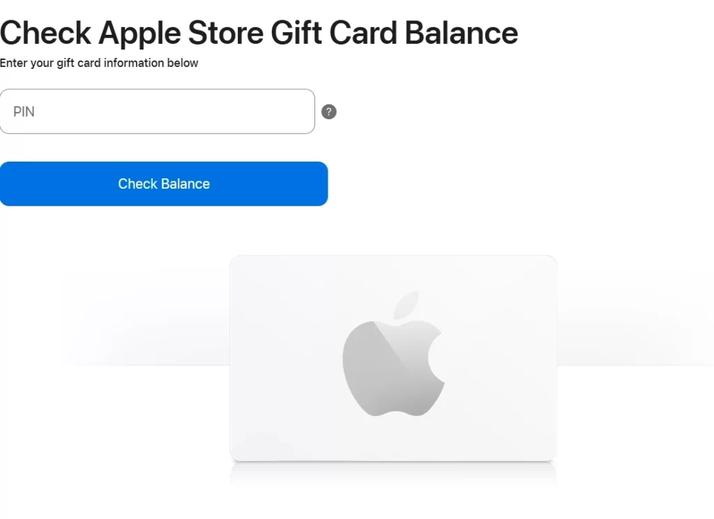 The screenshot shows Apple’s official U.S. gift card terms page, where Apple explains that users can visit www.apple.com/go/gcb/us or call 1-800-MY-APPLE to check the available gift card balance.