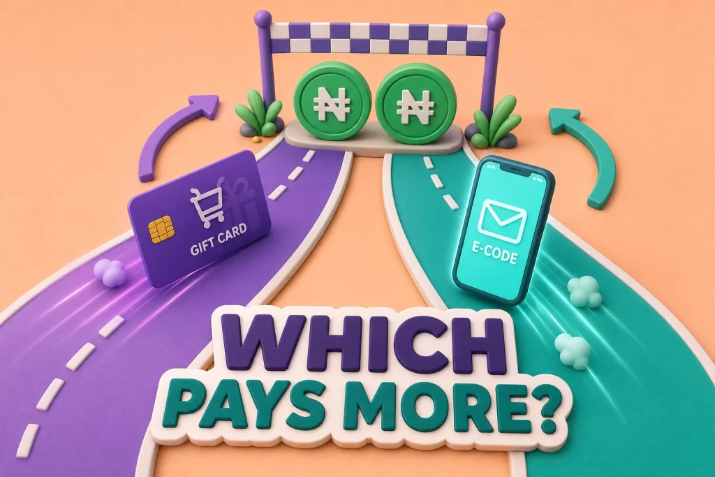 Physical gift card and e-code rate comparison in Nigeria