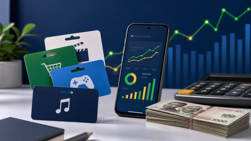Gift cards, naira cash, calculator and rate chart for checking gift card rates in Nigeria