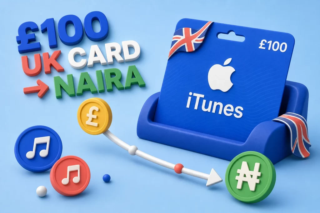 GBP 100 UK physical iTunes gift card converted to naira