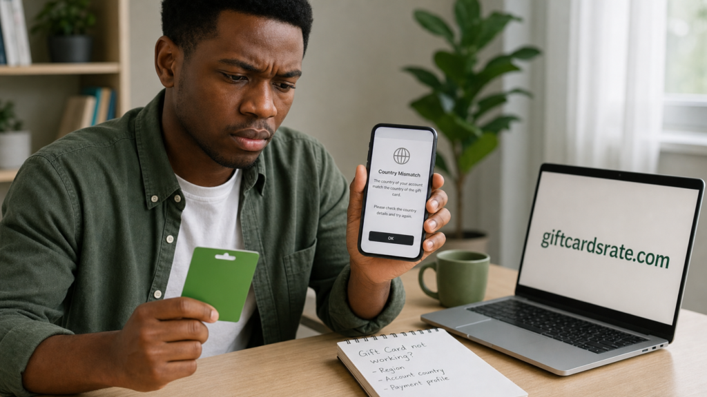 Google Play gift card country mismatch error in Nigeria